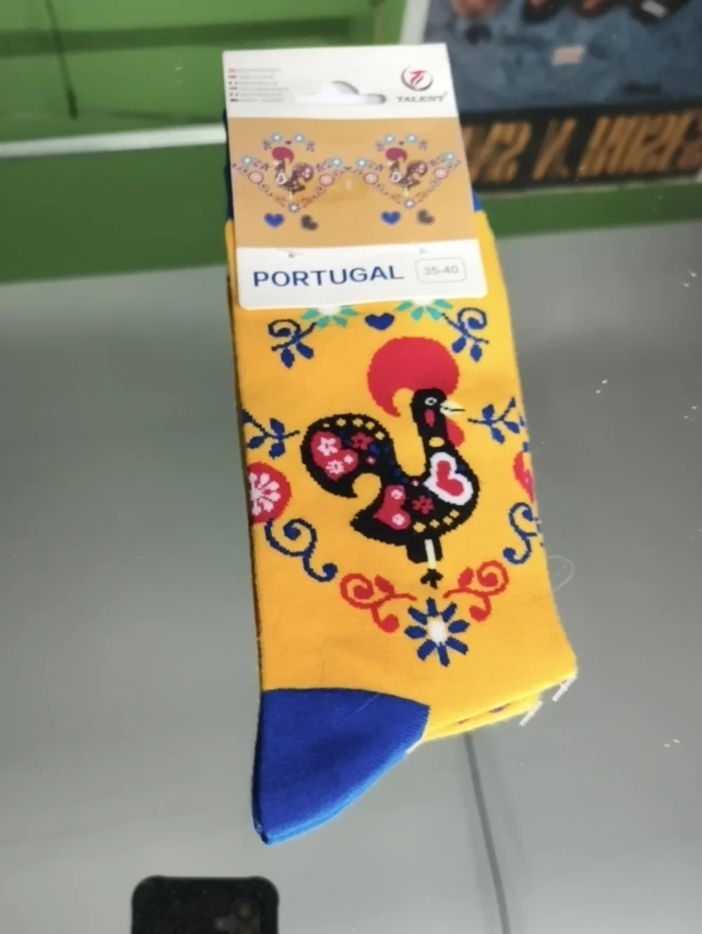Mens Portugal Galo Pattern Men’s Socks - Yellow